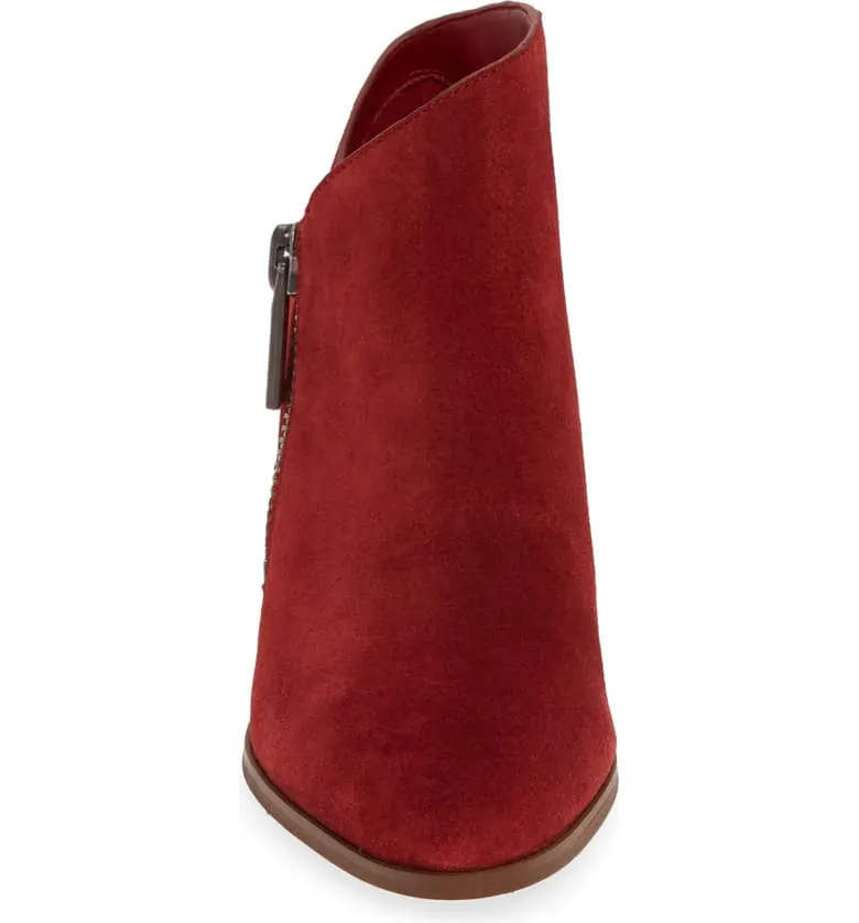 1.State Kaleb Wedge Womens Anke Bootie Rosso Red Suede Low Cut Wedge Booties