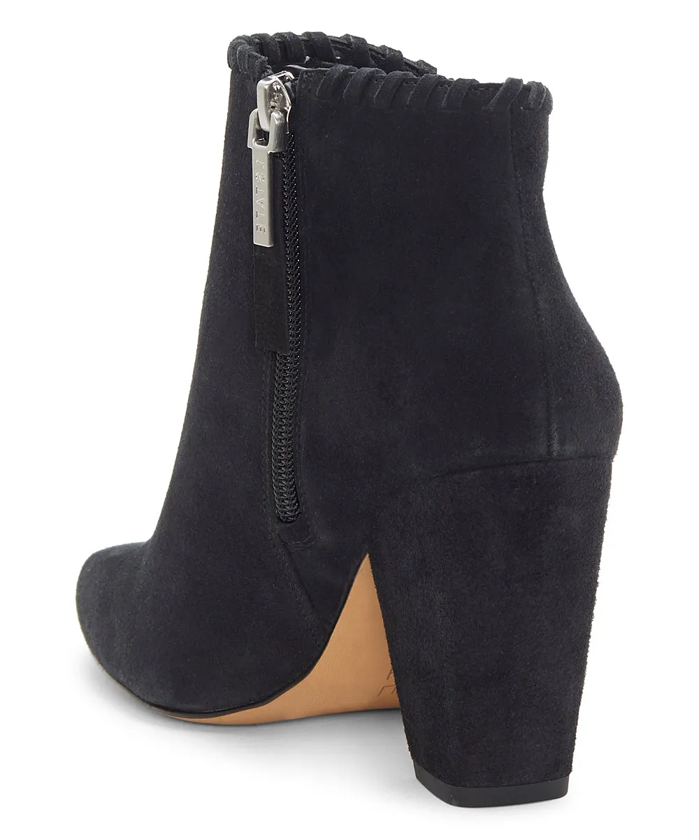 1.State MYLO Womens Boot Black Suede Block Heel Round Toe Designer Ankle Booties