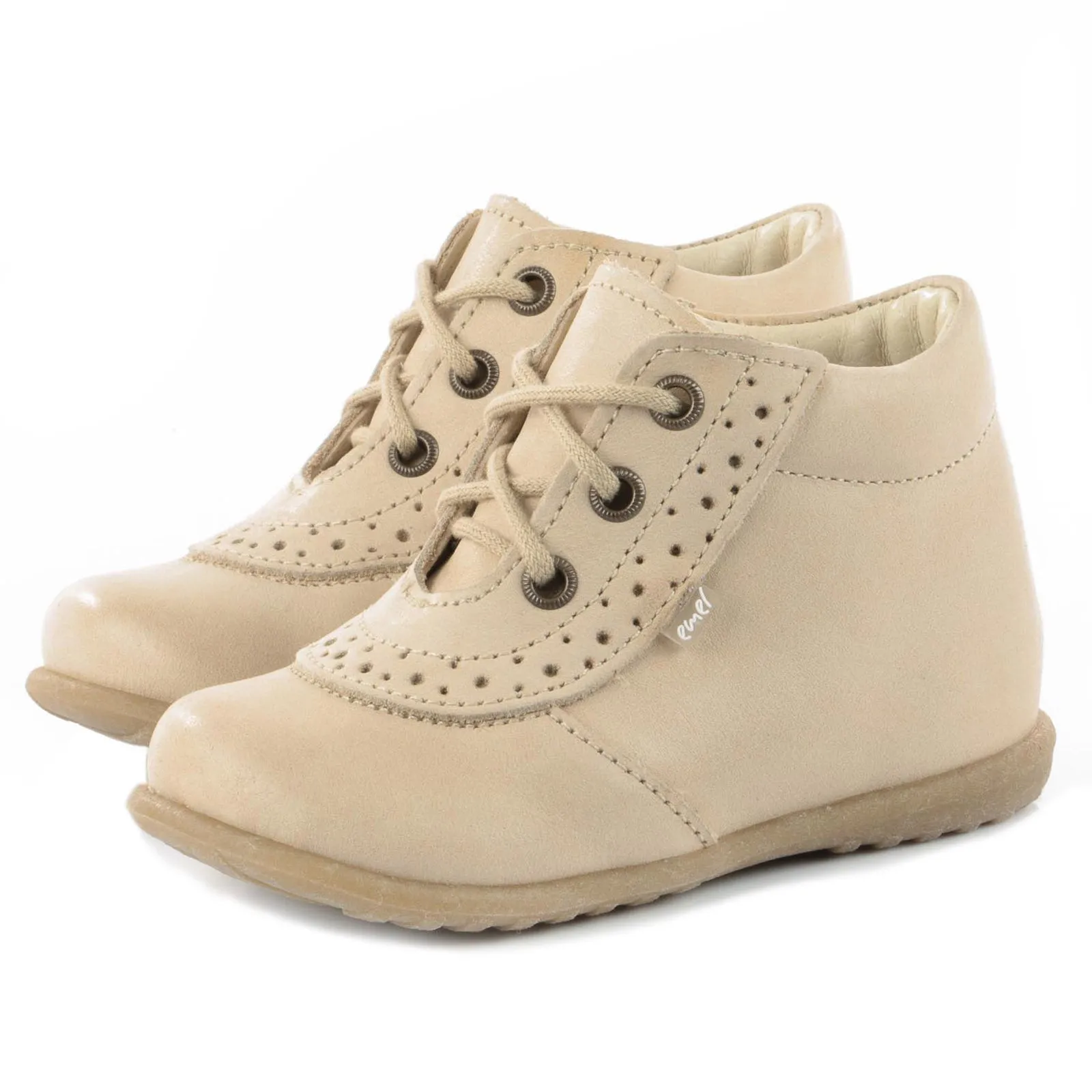 (716-8) Emel Lace Up First Shoes beige