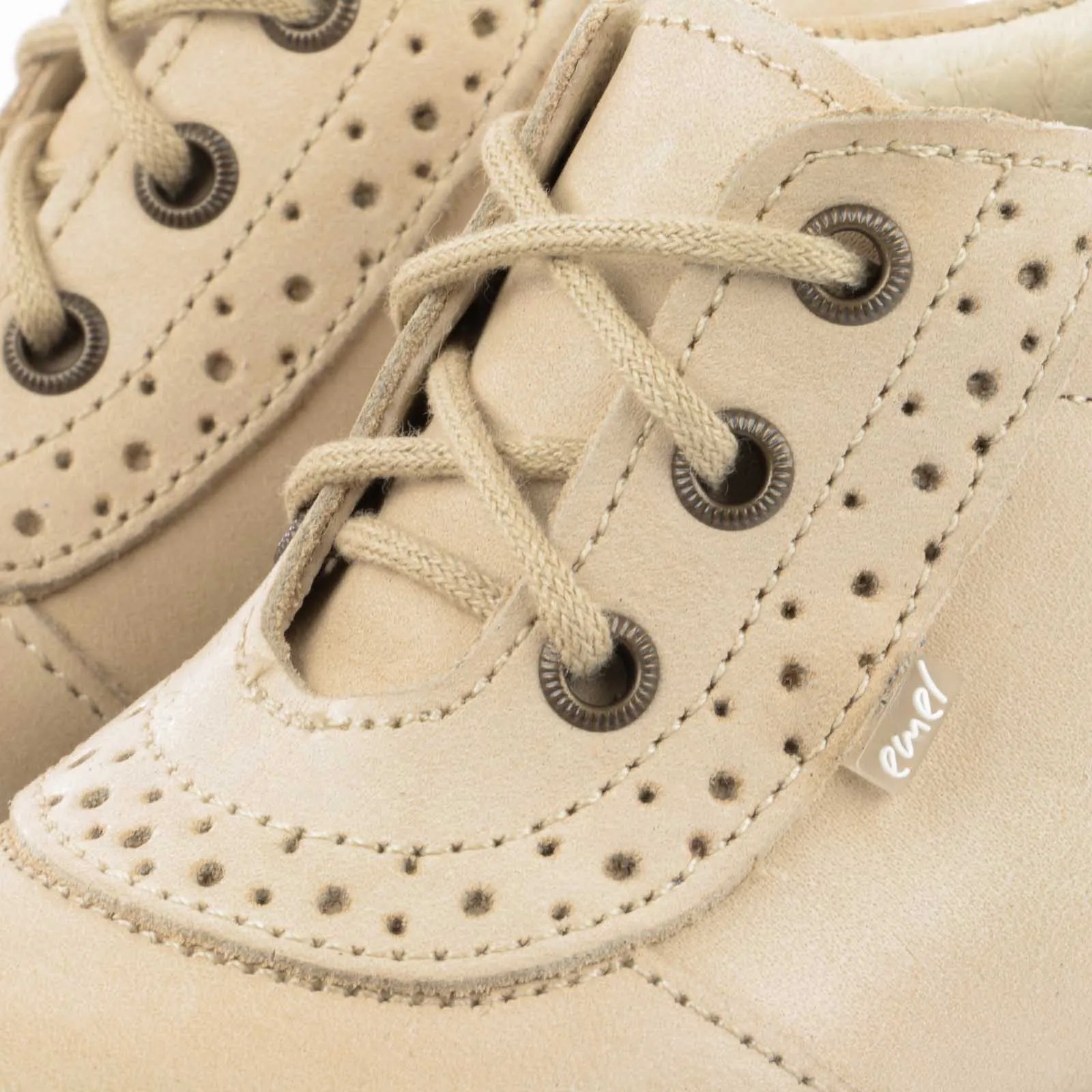 (716-8) Emel Lace Up First Shoes beige