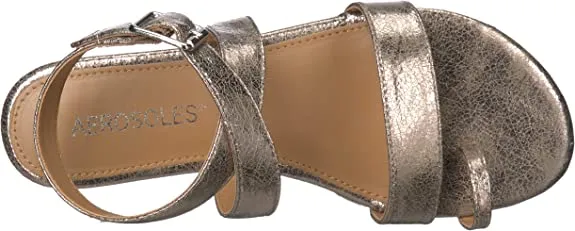 Aerosoles Women's Shortener Flats Ankle Strap Open Toe Sandal SILVER MULTI