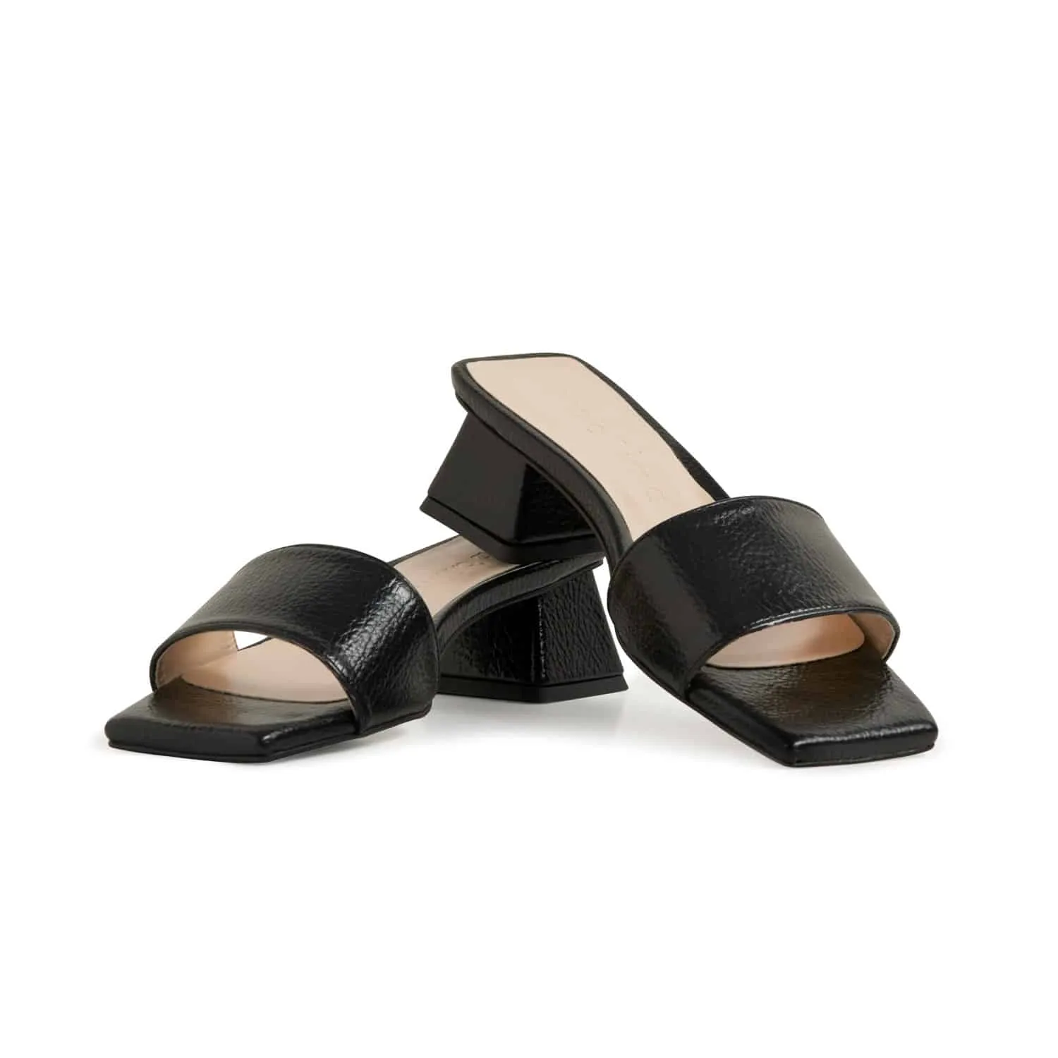 Agora Vegan Leather Mid-Heel Slide | Black