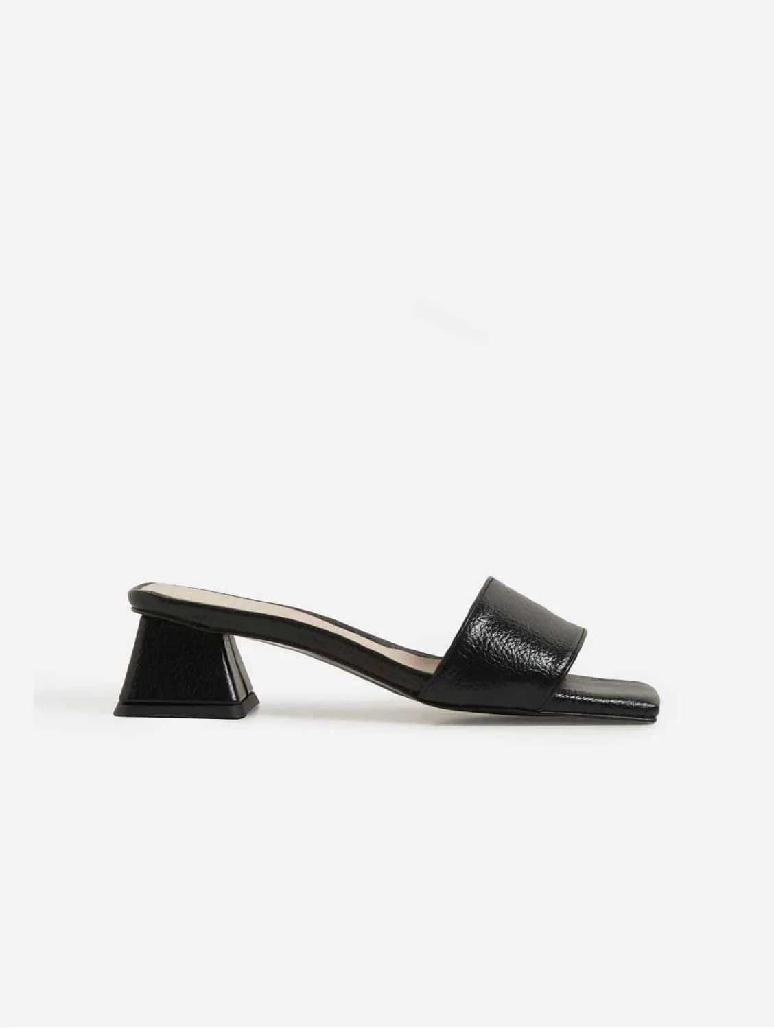 Agora Vegan Leather Mid-Heel Slide | Black