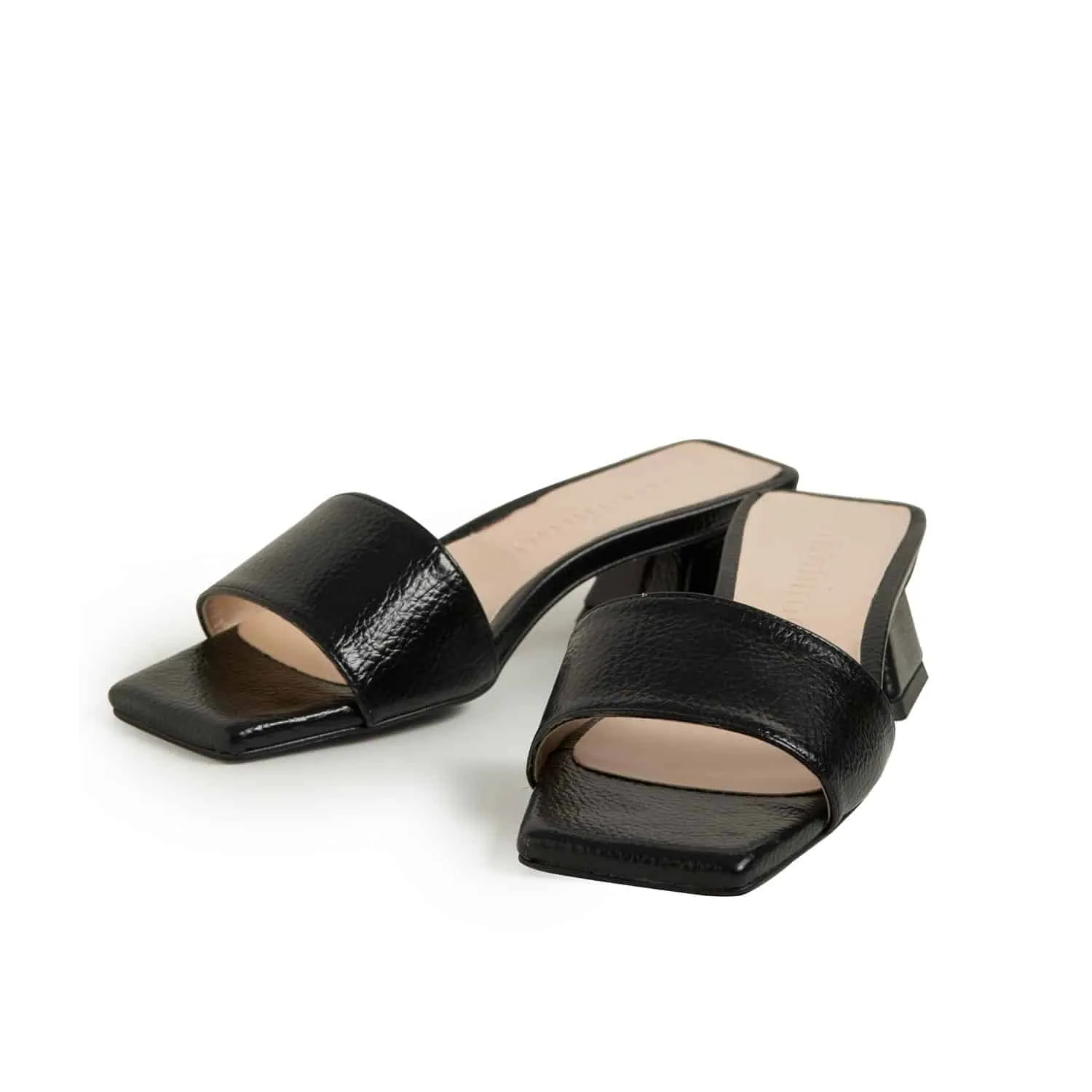 Agora Vegan Leather Mid-Heel Slide | Black