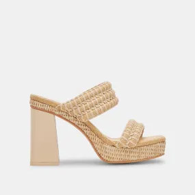 ALFRED HEELS LT NATURAL RAFFIA