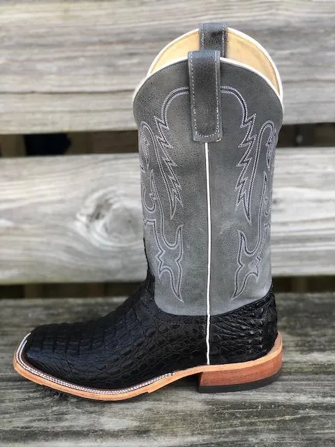 Anderson Bean Men's Black Lux Caiman & Ocean Wipeout Square Toe Cowboy Boots 332204 321801