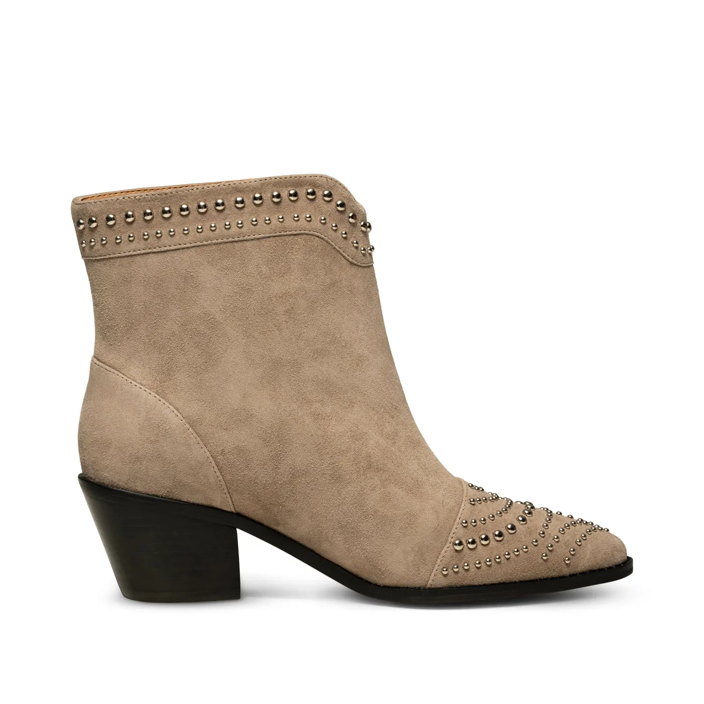 Annika western stud ruskind - TAUPE