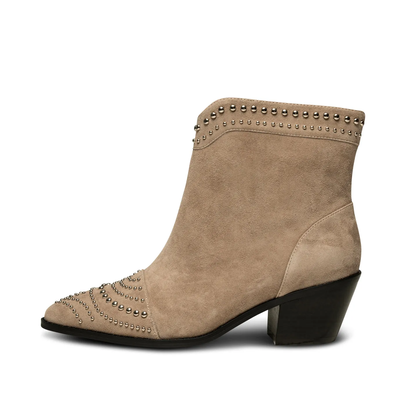 Annika western stud ruskind - TAUPE