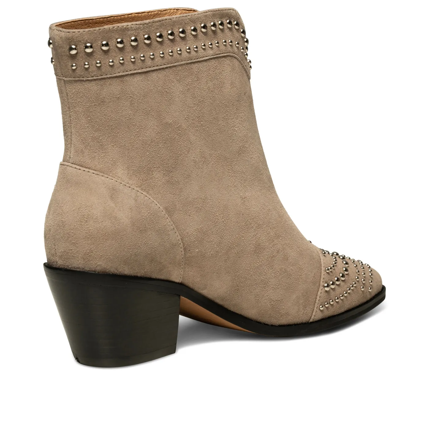 Annika western stud ruskind - TAUPE