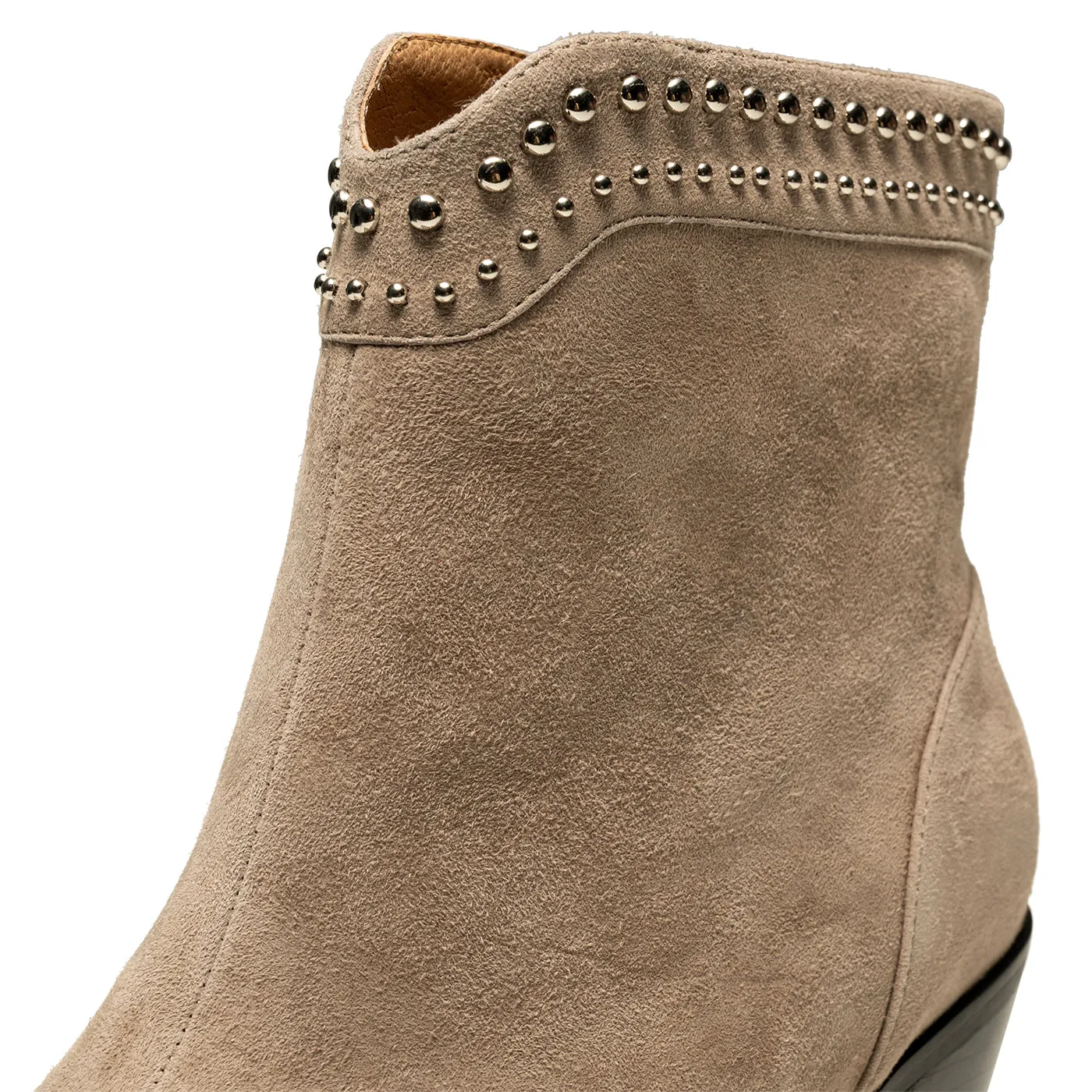 Annika western stud ruskind - TAUPE