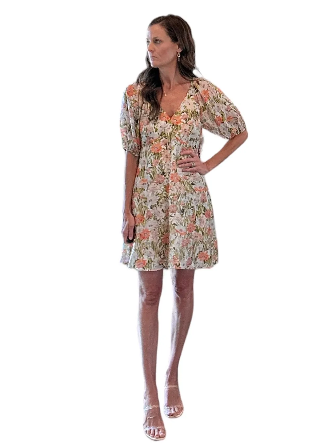 Azalea Mini Dress in orange floral by Lucy Paris