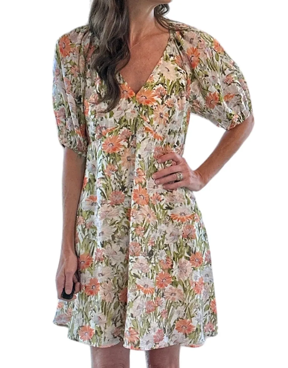 Azalea Mini Dress in orange floral by Lucy Paris