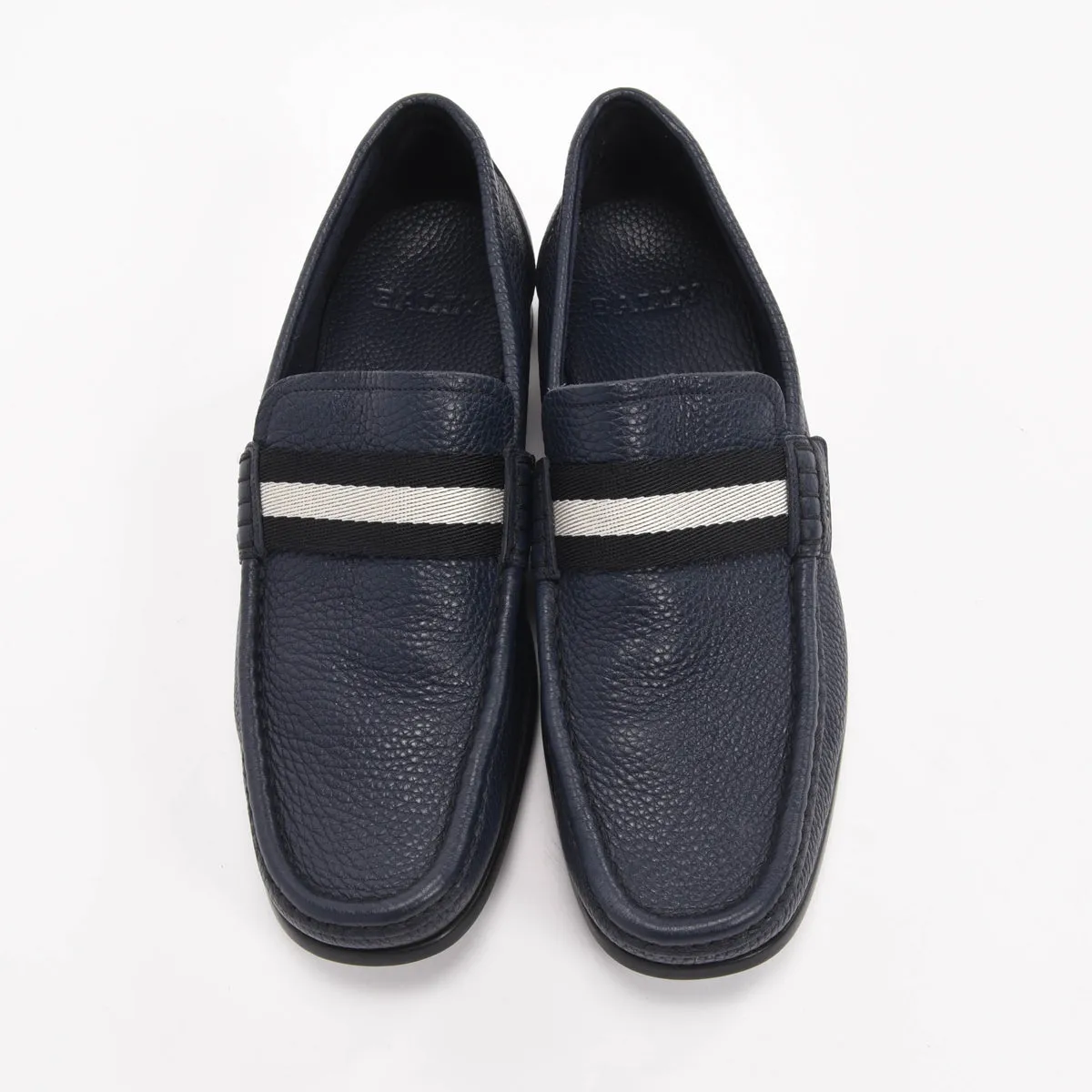 Bally Navy Grained Calfskin Tesly Loafers 8