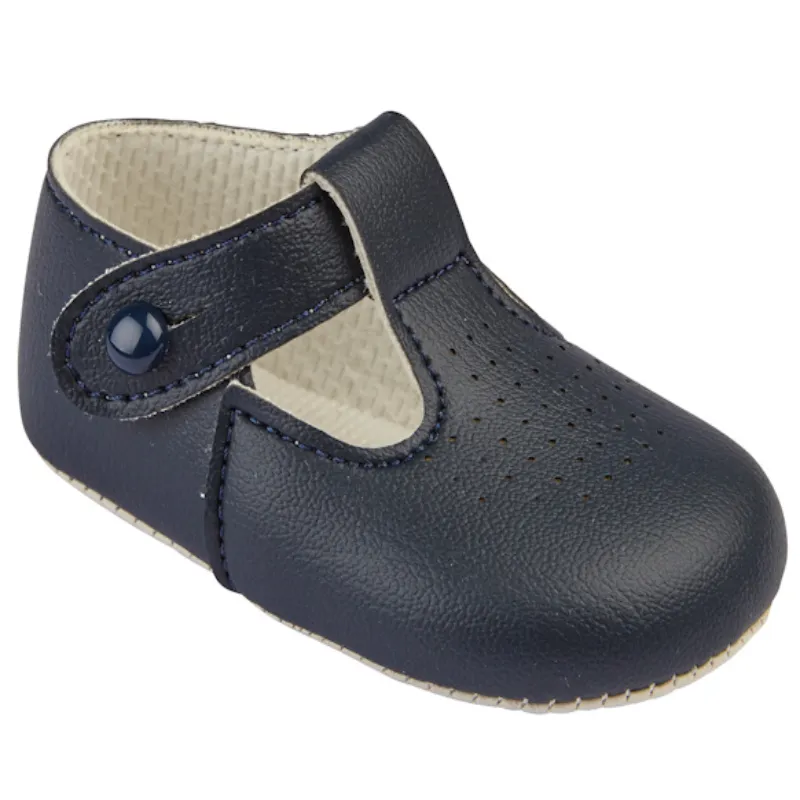 Baypods Boys Navy Blue Soft Soled Pram Shoes