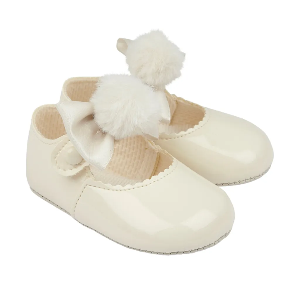 Baypods Girls Ivory Pom Pom Soft Shoes