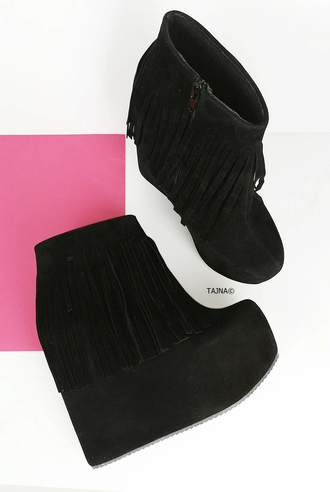 Black Hidden Platform Frinde Wedge Boots