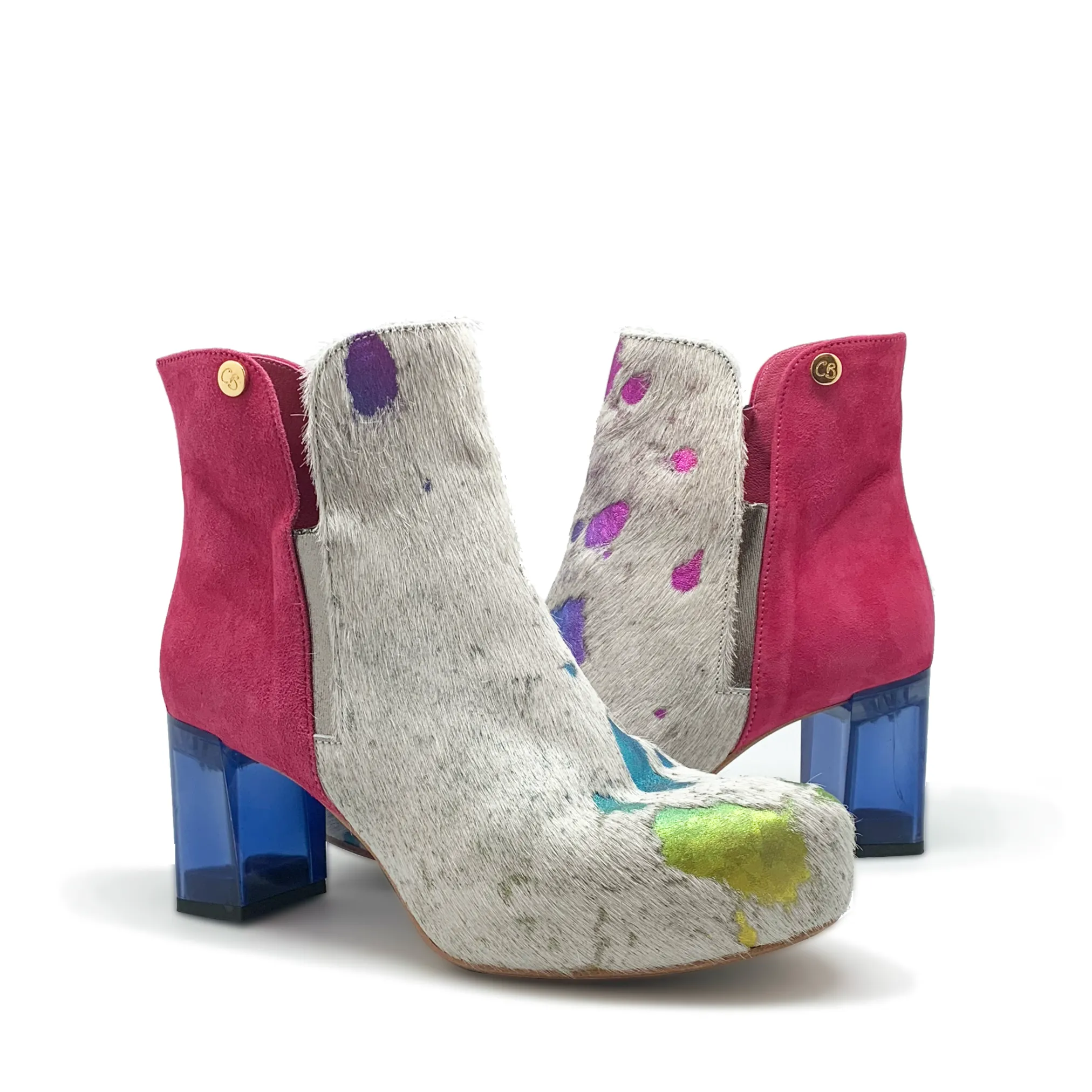 Canal - White Rainbow/Fuchsia ankle boot