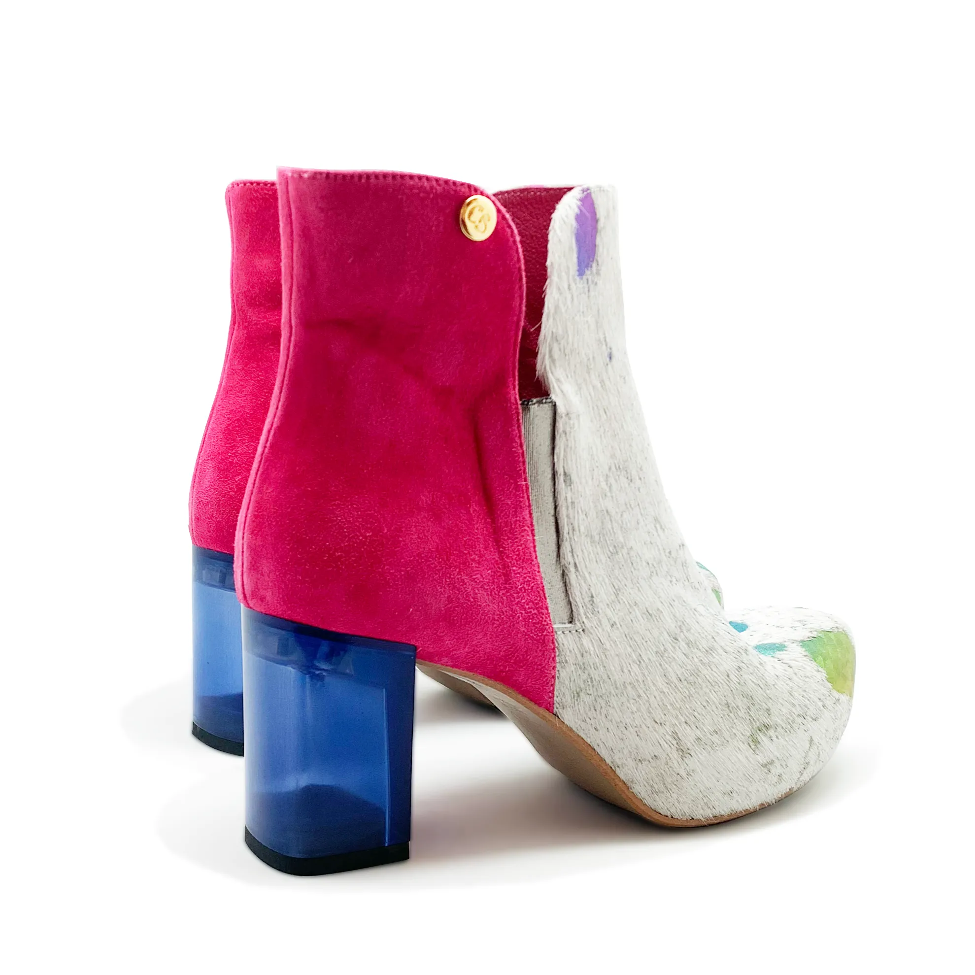 Canal - White Rainbow/Fuchsia ankle boot