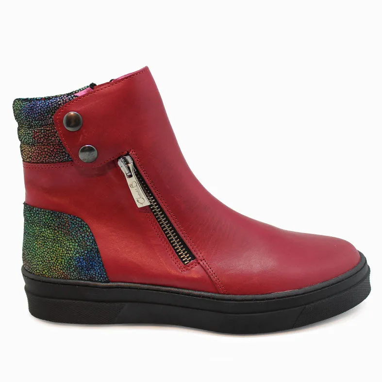 Chat -Red Multi ankle boot