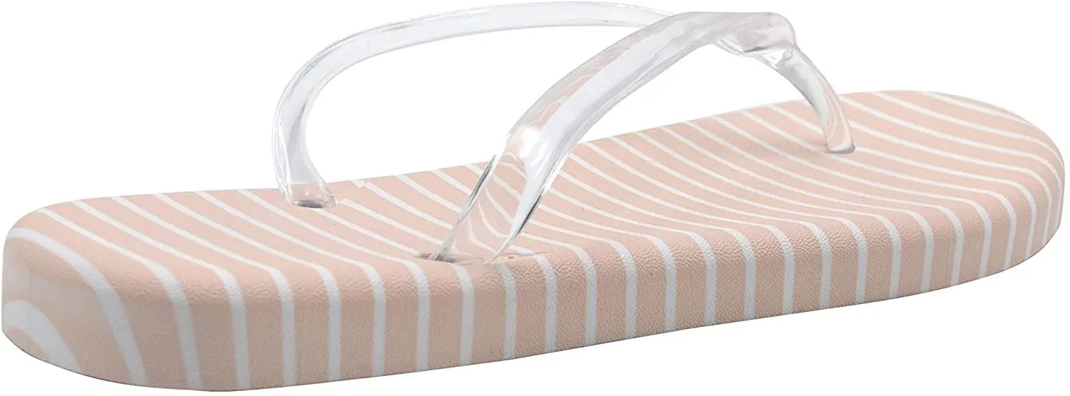 Chatties Women’s Printed Stripe Rubber Flip Flop Sandal Summer Shoes