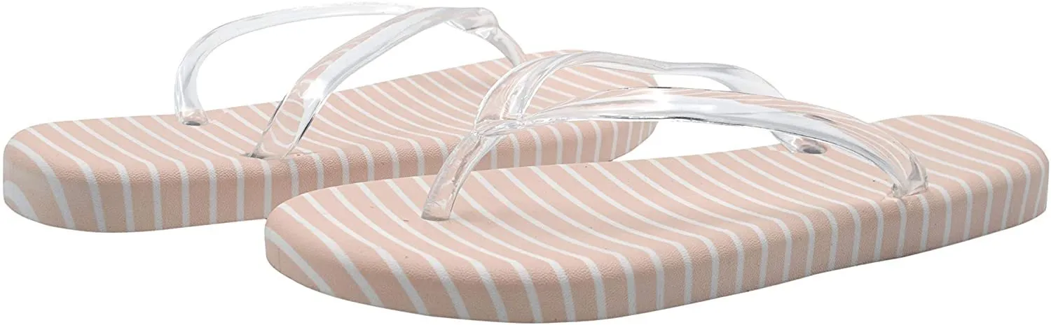 Chatties Women’s Printed Stripe Rubber Flip Flop Sandal Summer Shoes