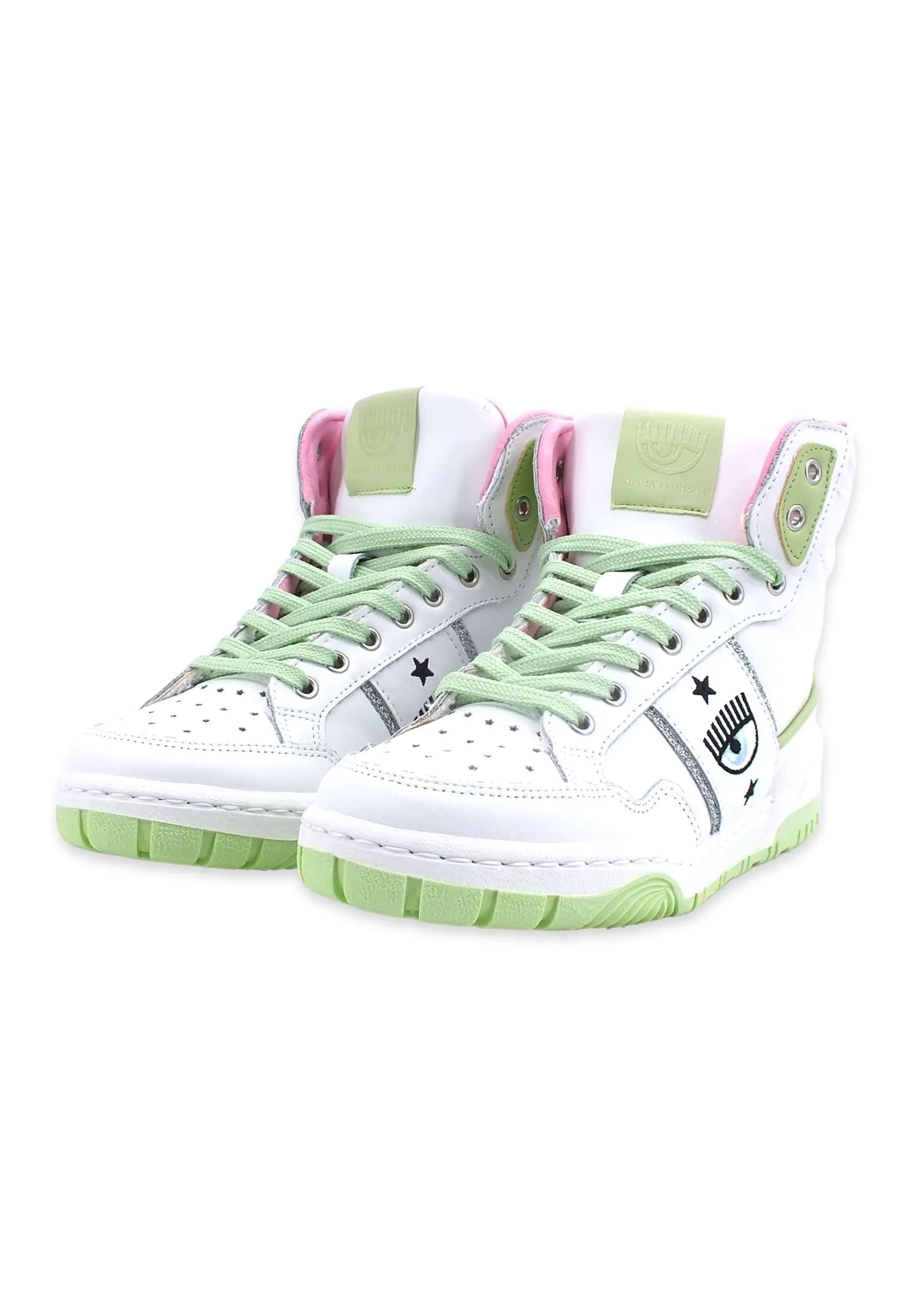 CHIARA FERRAGNI Sneaker High Donna White Light Green CF3006-159