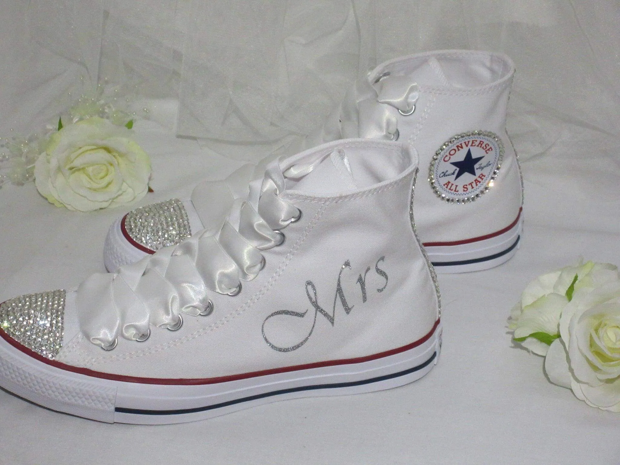 Custom Crystal Hi Top Bridal Converse.