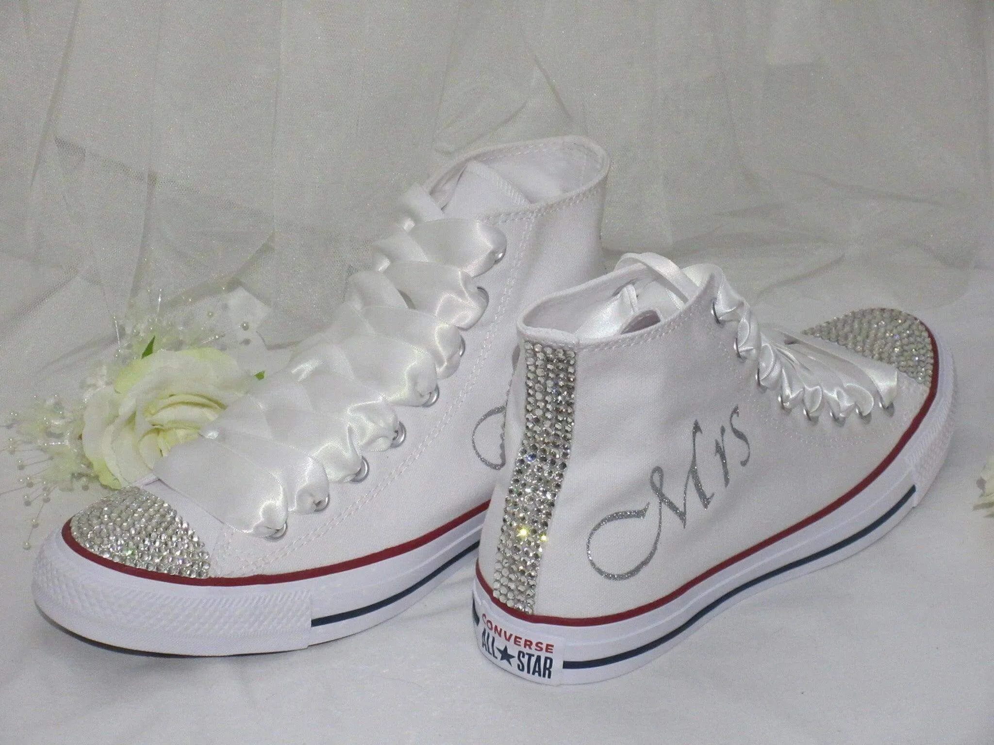 Custom Crystal Hi Top Bridal Converse.