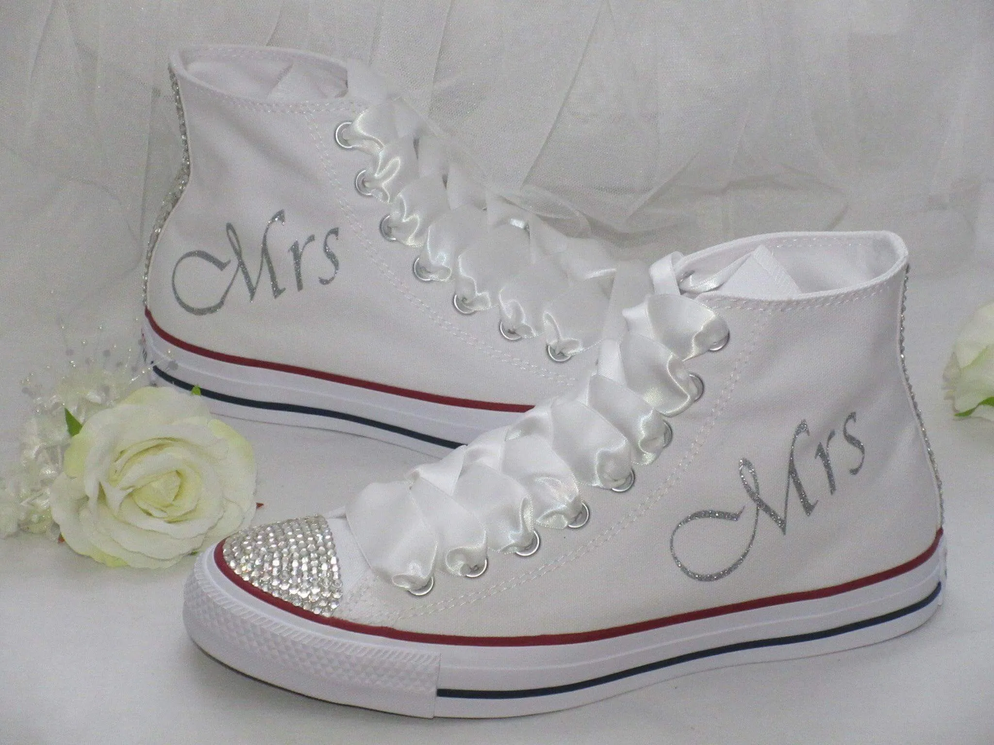 Custom Crystal Hi Top Bridal Converse.