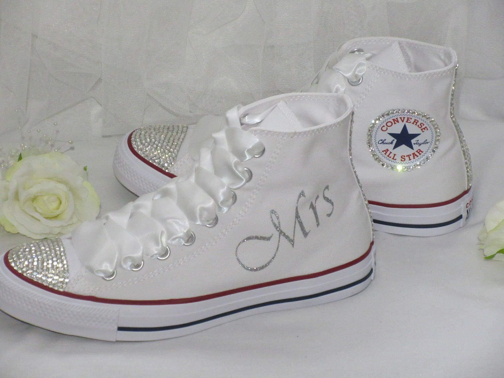 Custom Crystal Hi Top Bridal Converse.