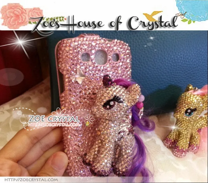 Czech/ Swarovski My Little Pony 3D / Unicorn  BLING Crystal 3D Cell Phone Case - Flip case