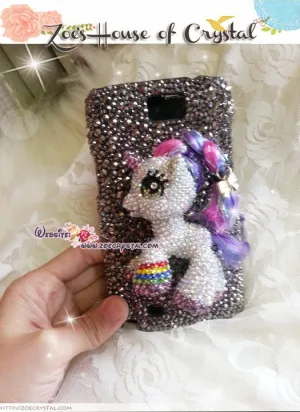 Czech/ Swarovski My Little Pony 3D / Unicorn  BLING Crystal 3D Cell Phone Case - Flip case