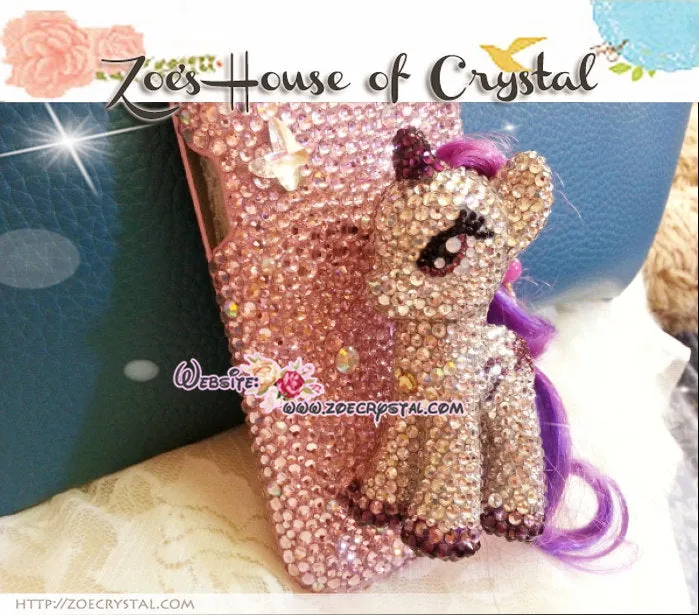 Czech/ Swarovski My Little Pony 3D / Unicorn  BLING Crystal 3D Cell Phone Case - Flip case