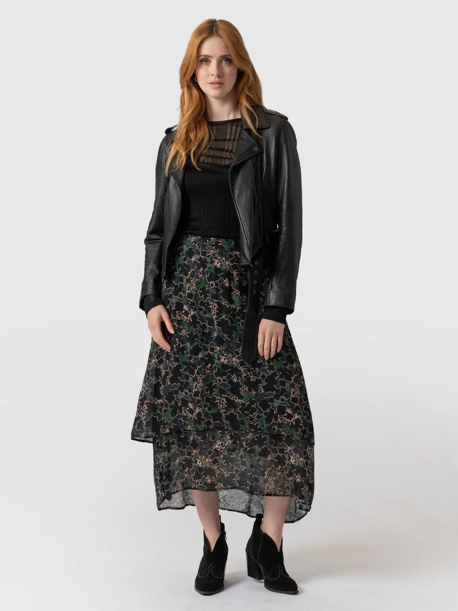 Etta Layered Skirt - Green Twilight Floral