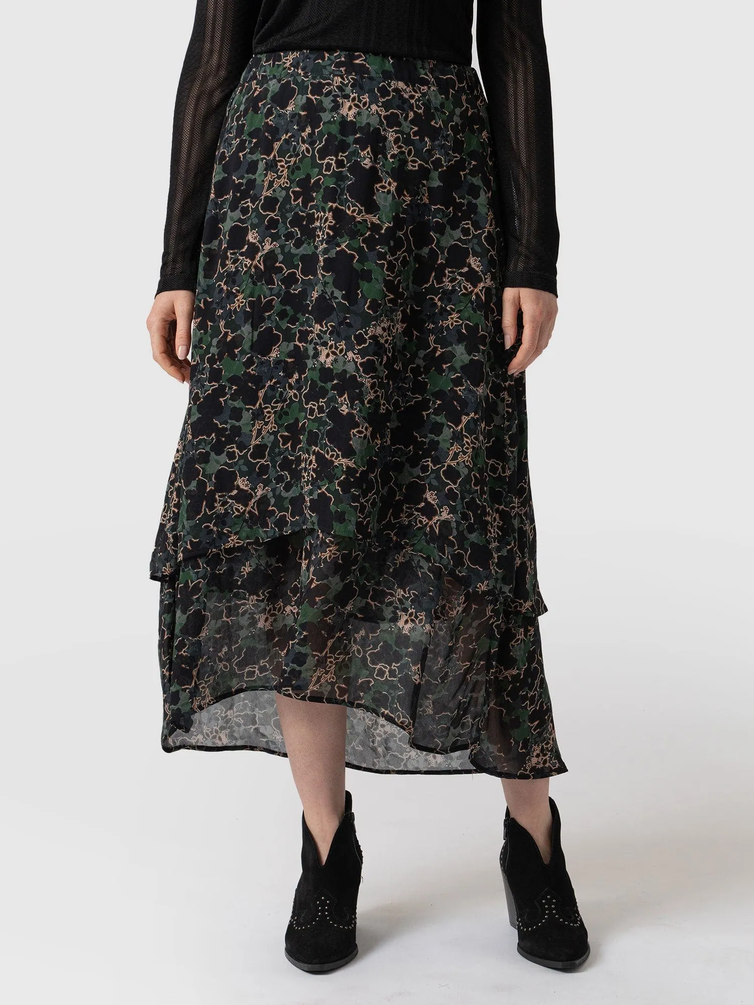 Etta Layered Skirt - Green Twilight Floral