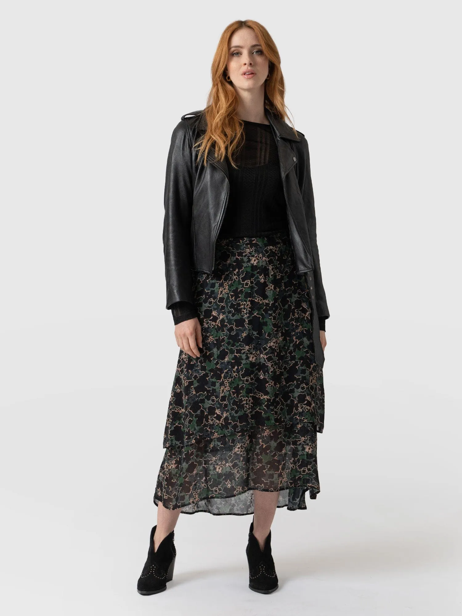 Etta Layered Skirt - Green Twilight Floral