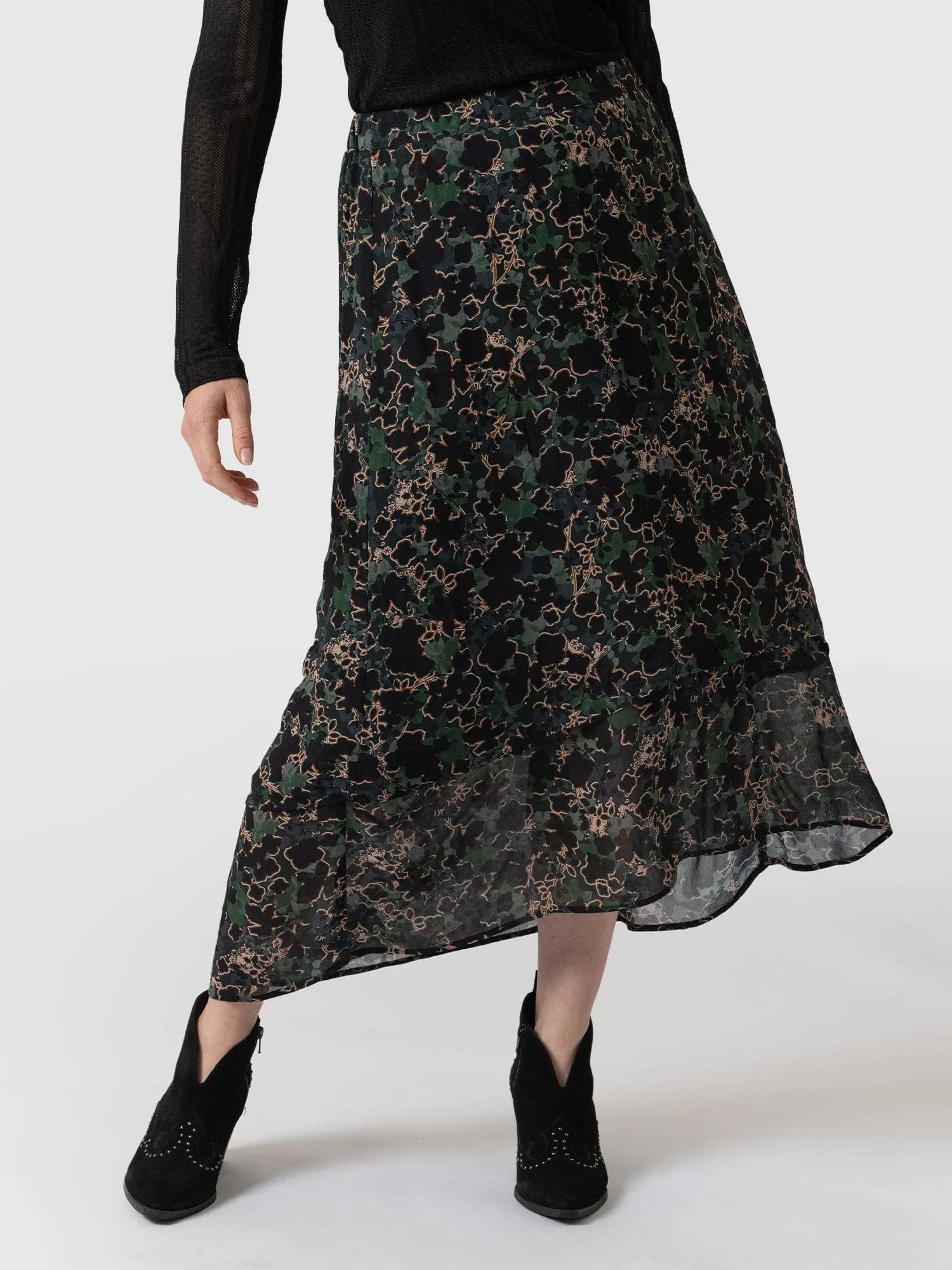 Etta Layered Skirt - Green Twilight Floral