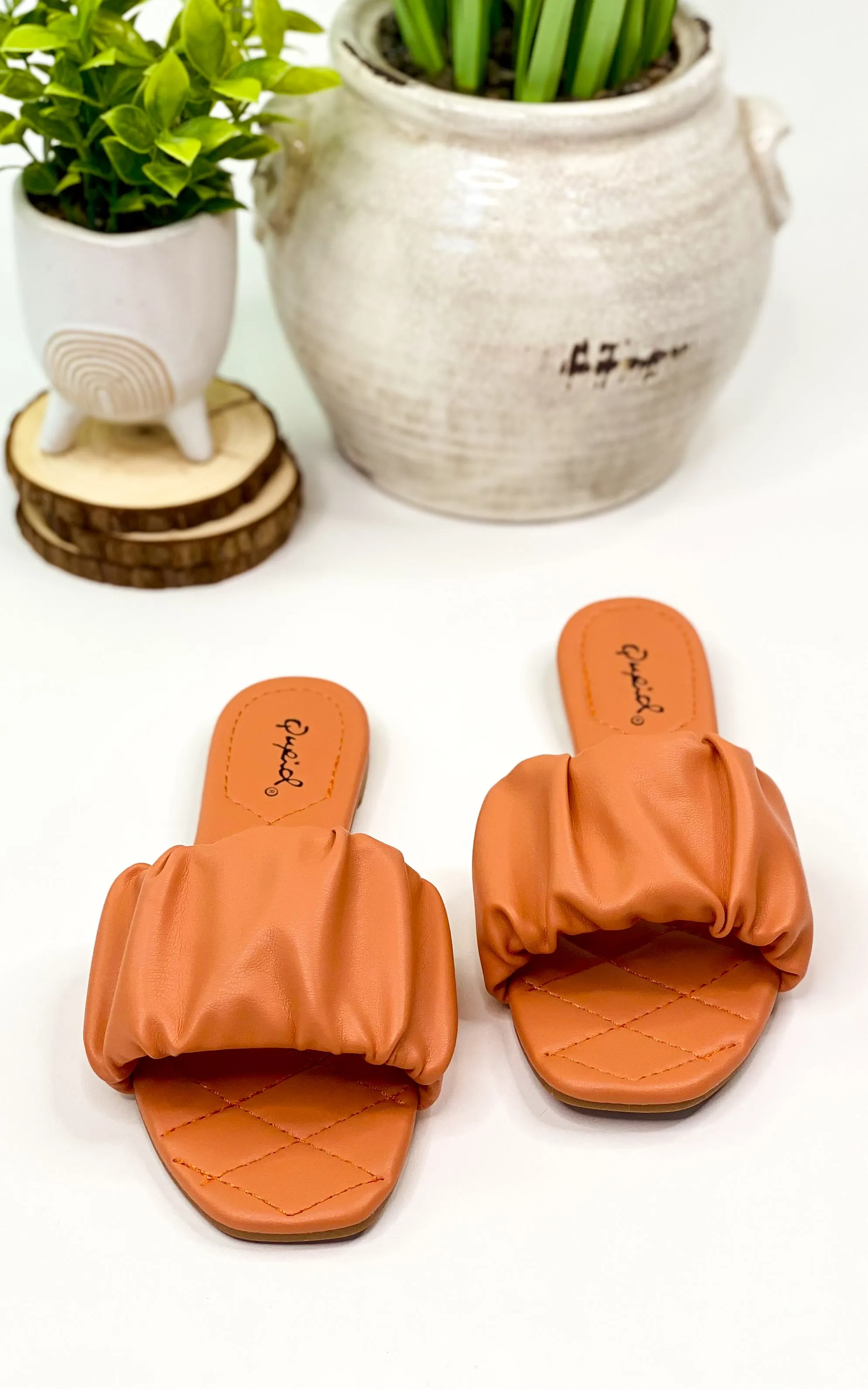 Hazy Rouched Sandal in Ash Coral