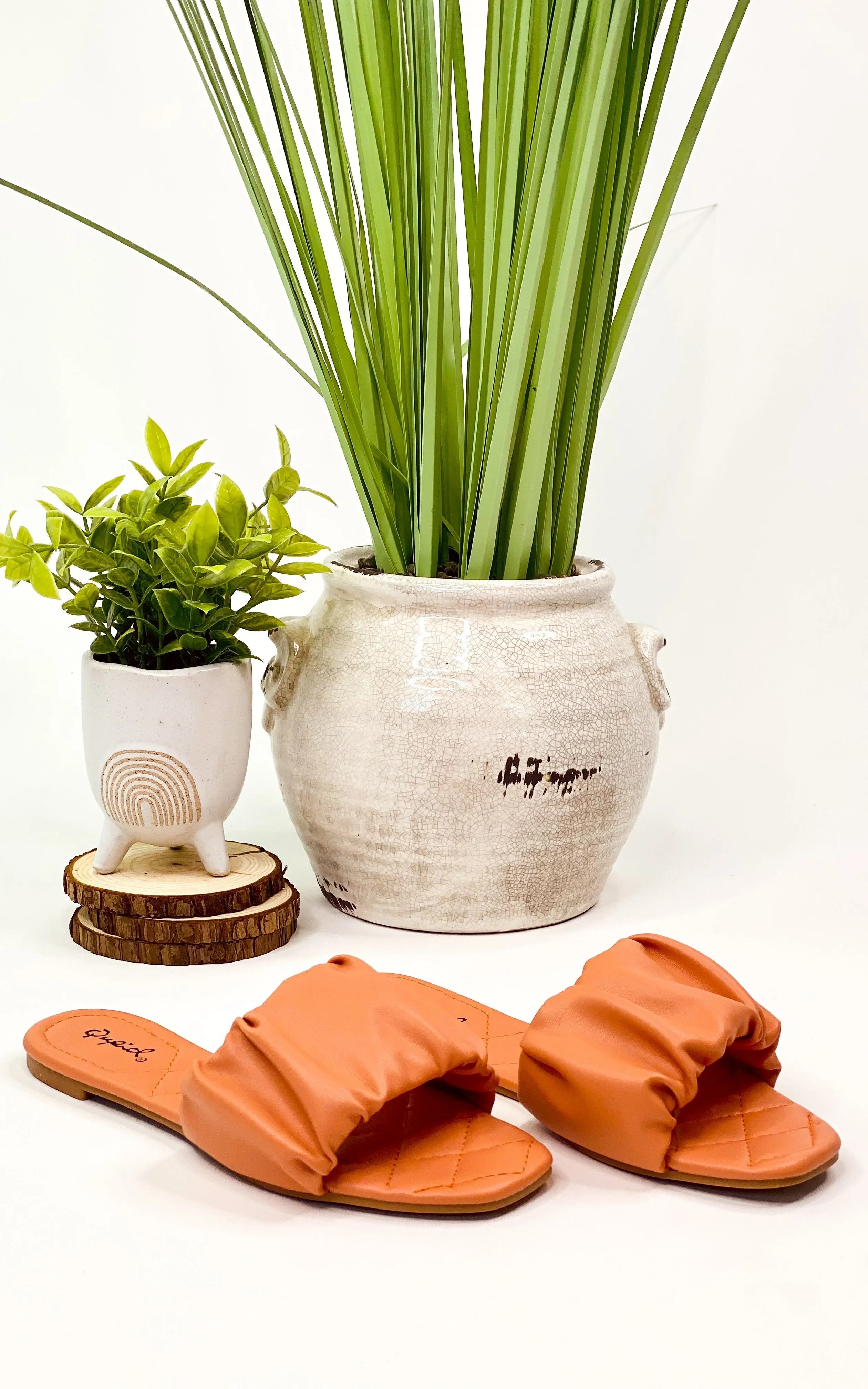 Hazy Rouched Sandal in Ash Coral