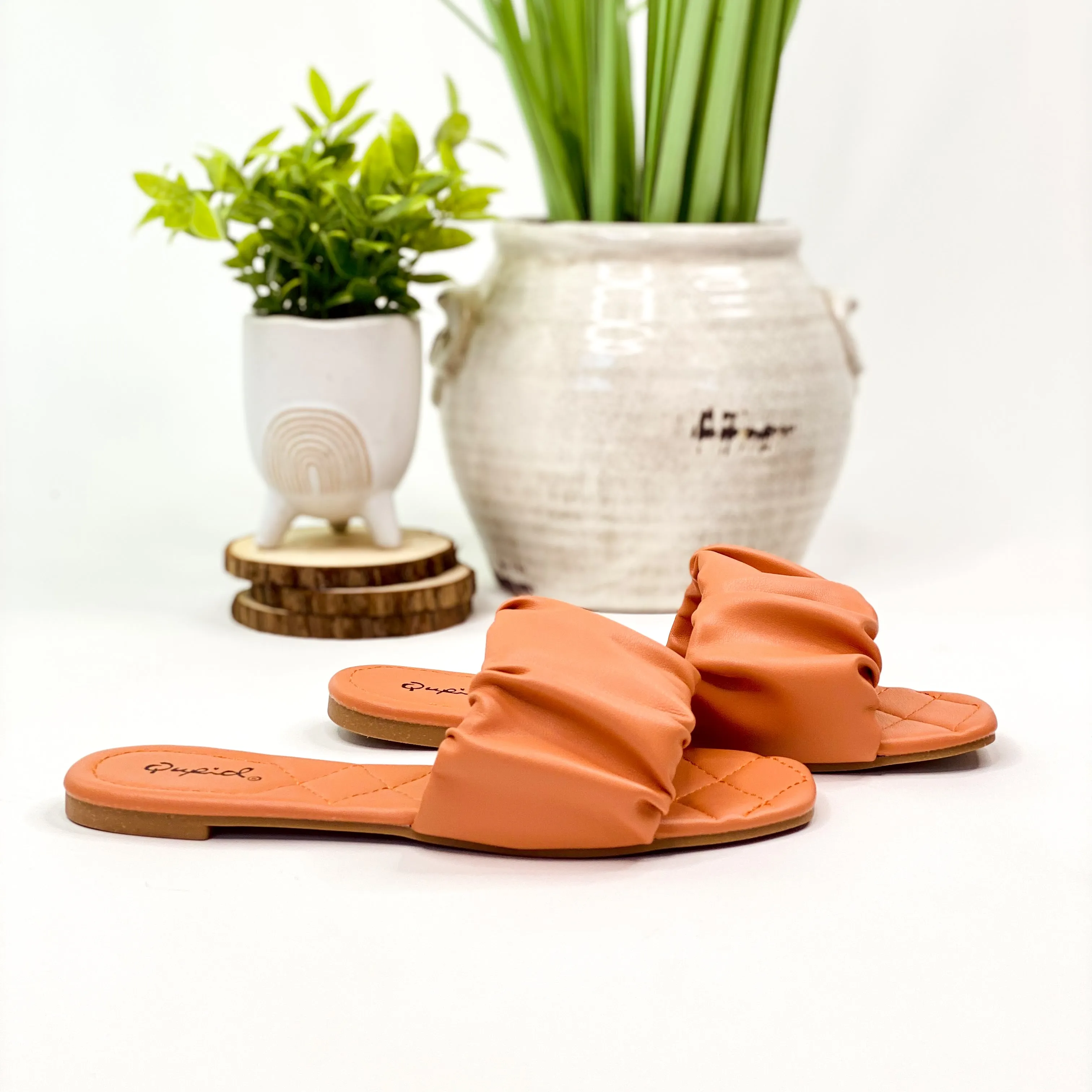 Hazy Rouched Sandal in Ash Coral