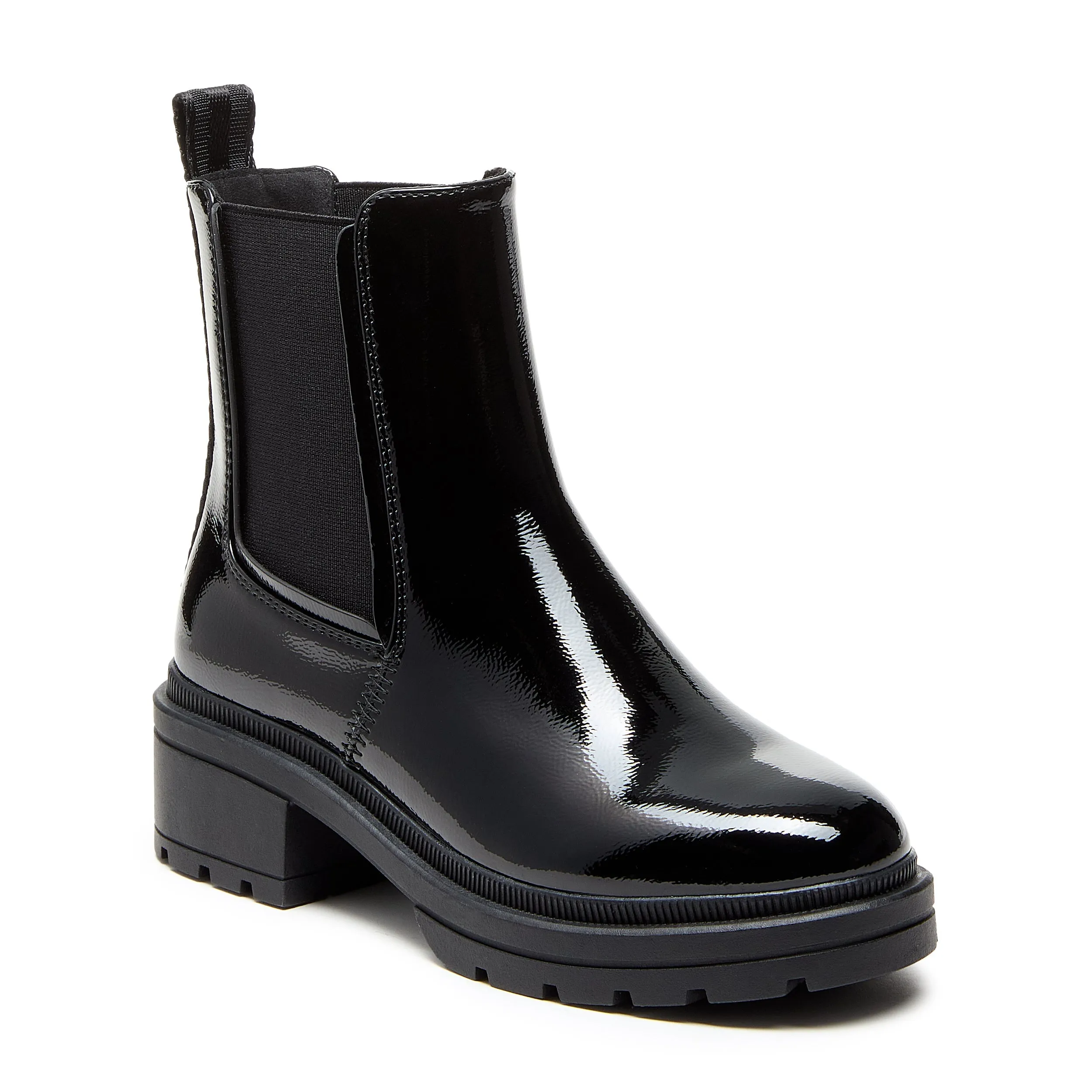 Iggie Black Patent Chelsea Boots