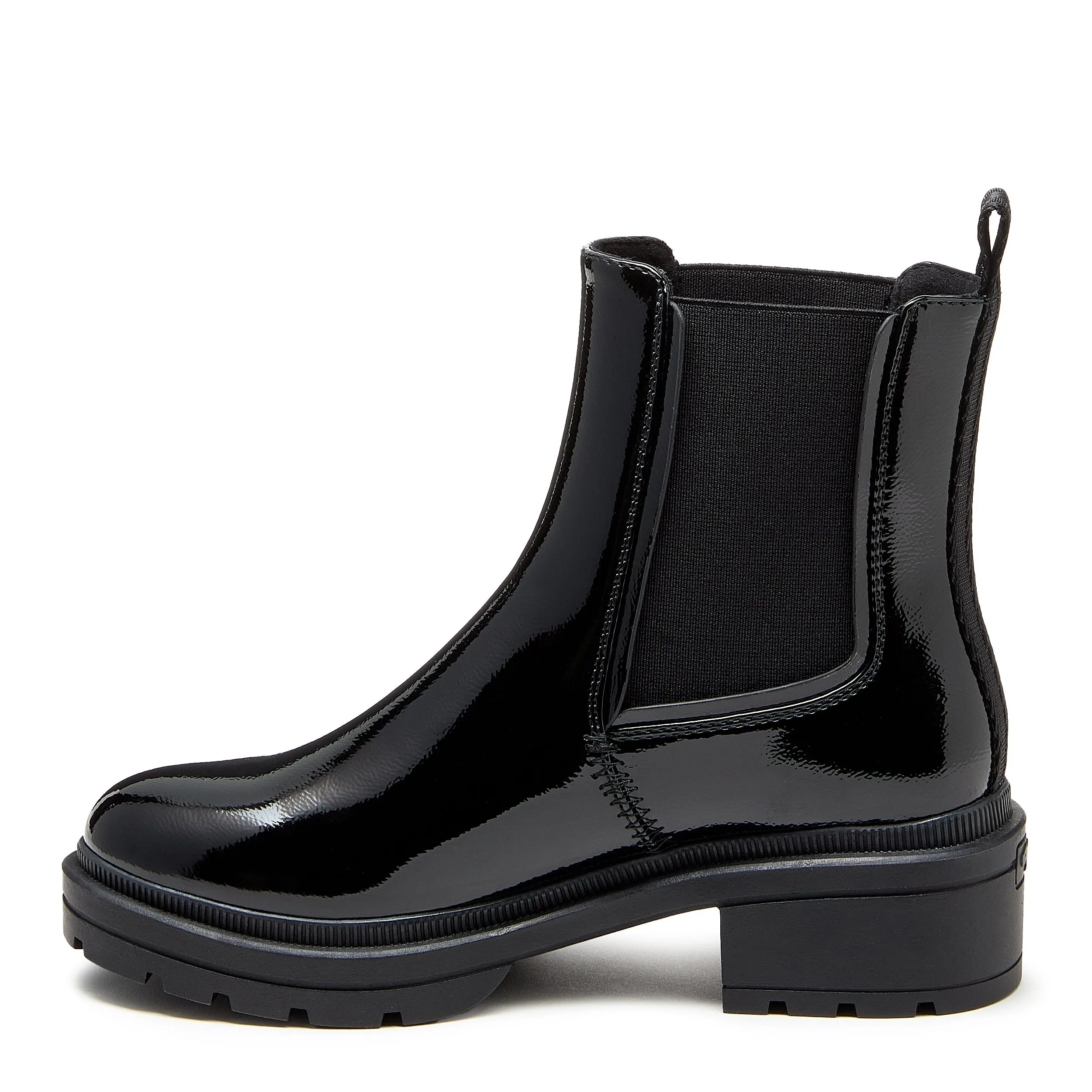 Iggie Black Patent Chelsea Boots