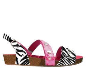 Je Chante-Zebra/Fuchsia- flat cork sandal