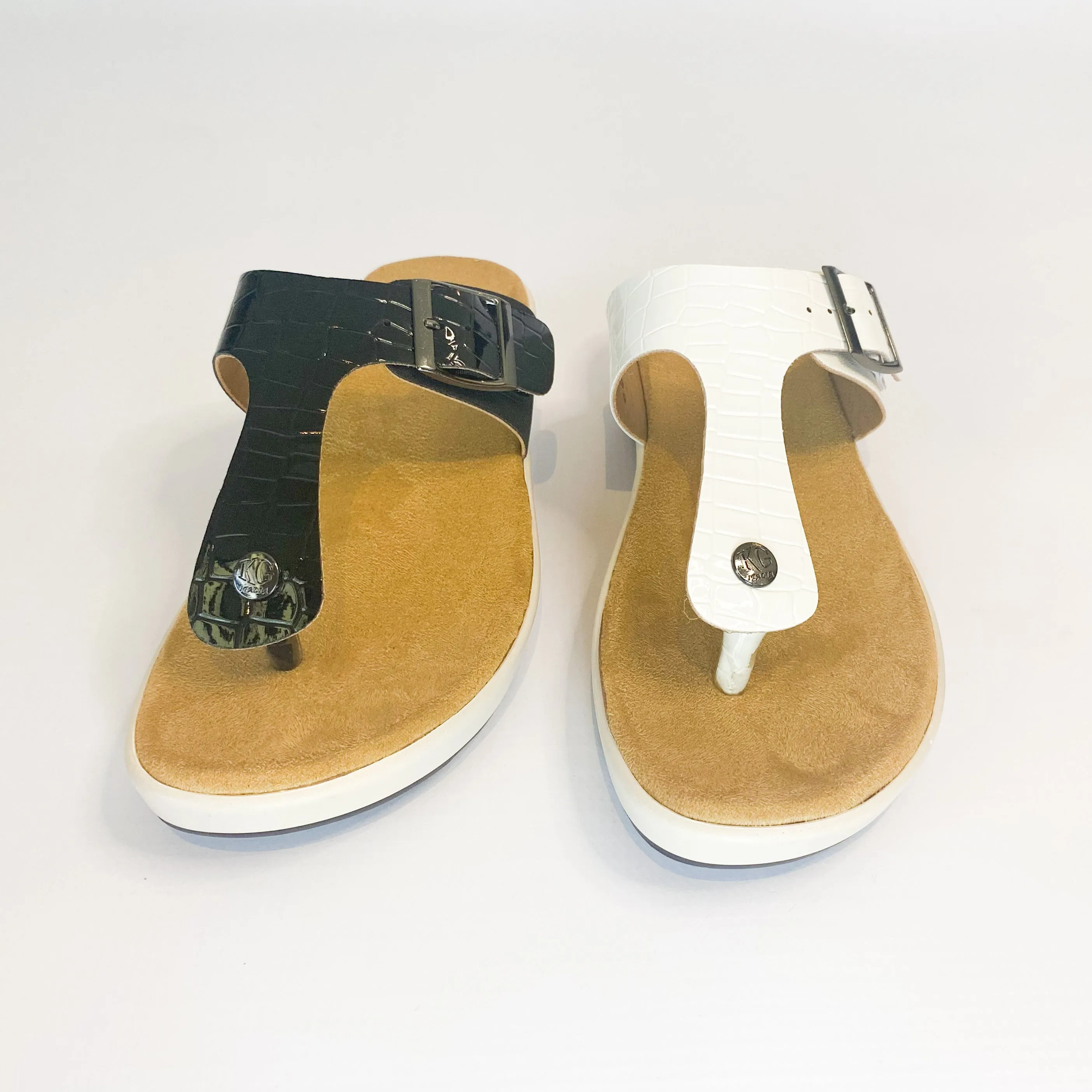 KG black buckle thong sandal