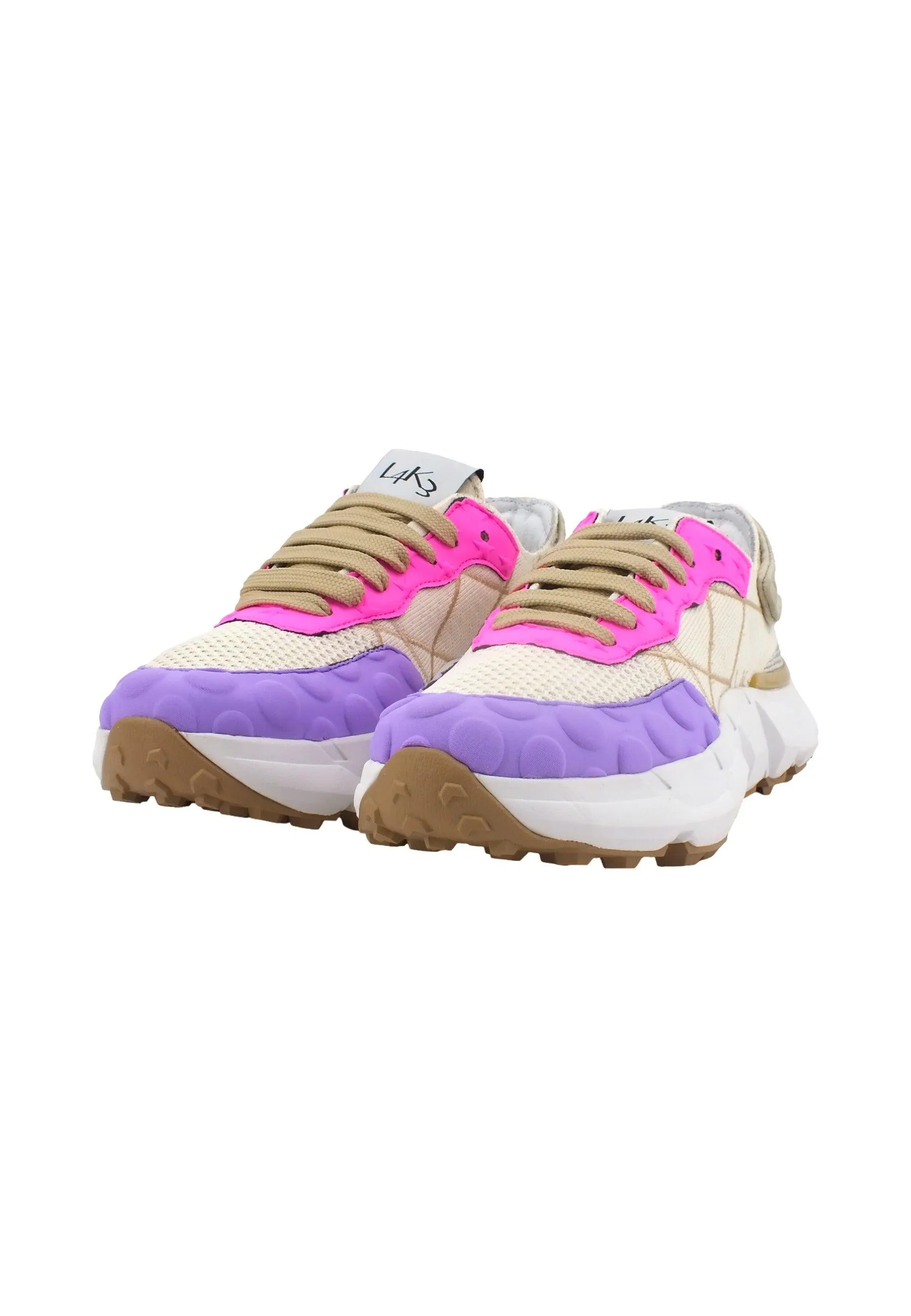 L4K3 Mr Big V Sneaker Donna Violet Beige Y06