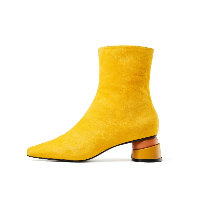 Ladies Color Block Mid Bootie 5570 Yellow