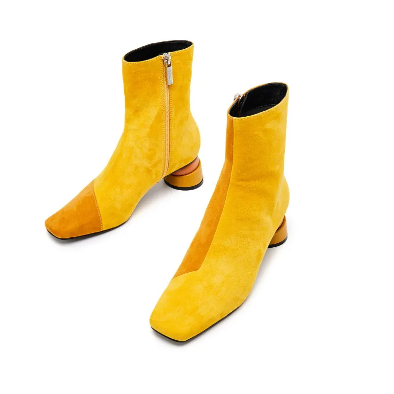 Ladies Color Block Mid Bootie 5570 Yellow