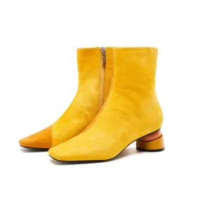 Ladies Color Block Mid Bootie 5570 Yellow