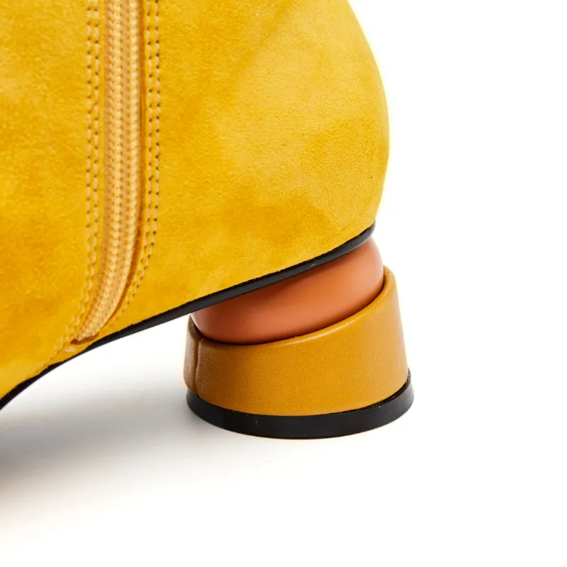 Ladies Color Block Mid Bootie 5570 Yellow