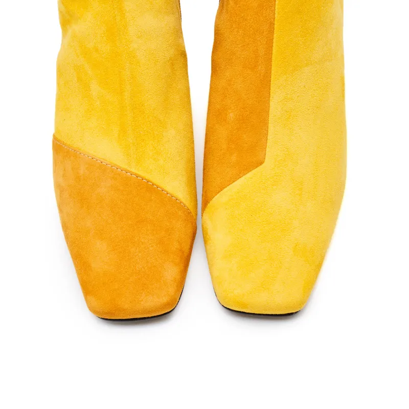 Ladies Color Block Mid Bootie 5570 Yellow